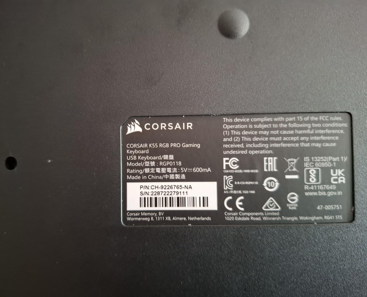 Corsair k55 rgb pro gaming toetsenbord