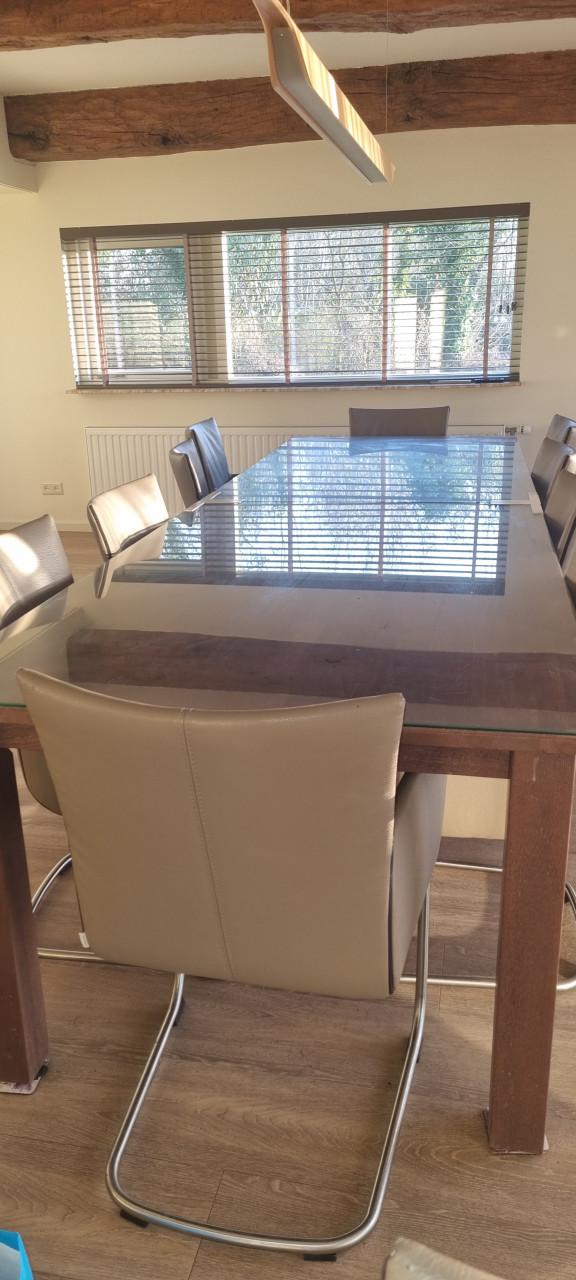 Houten eet / vergader tafel 360 cm lang