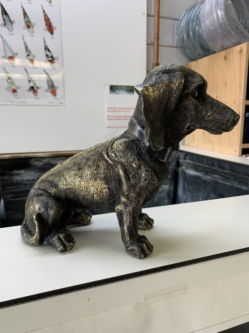 Teckel brons zittend deco groot