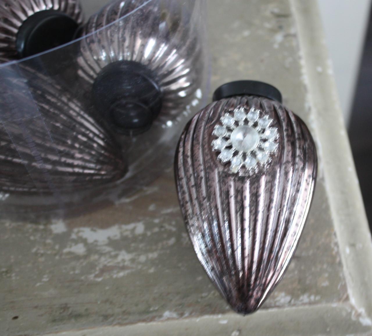 Set van 4 glazen druppel kerstballen