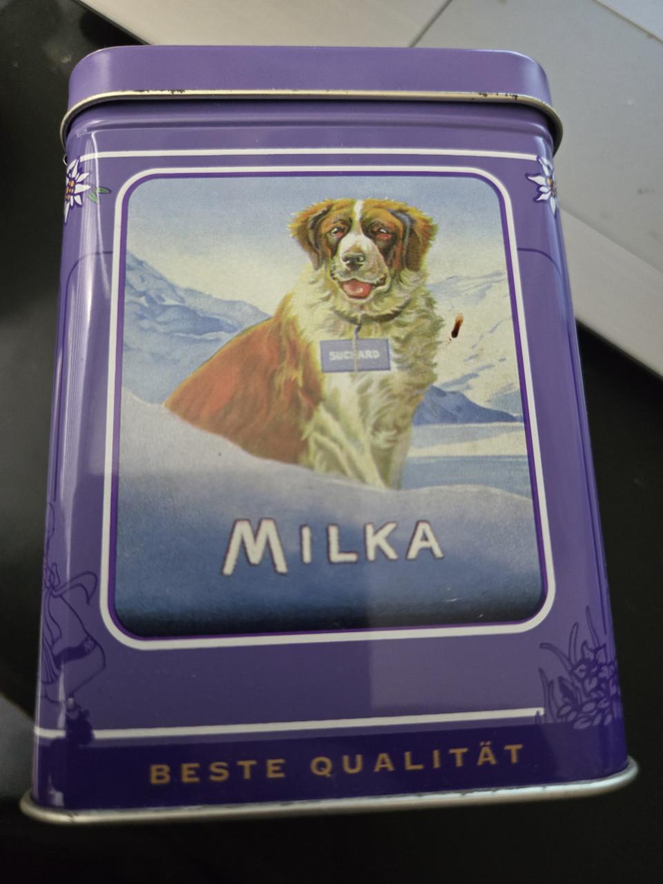 Vintage Milka Naps tinnen blik uit de "Seit 1901" serie,