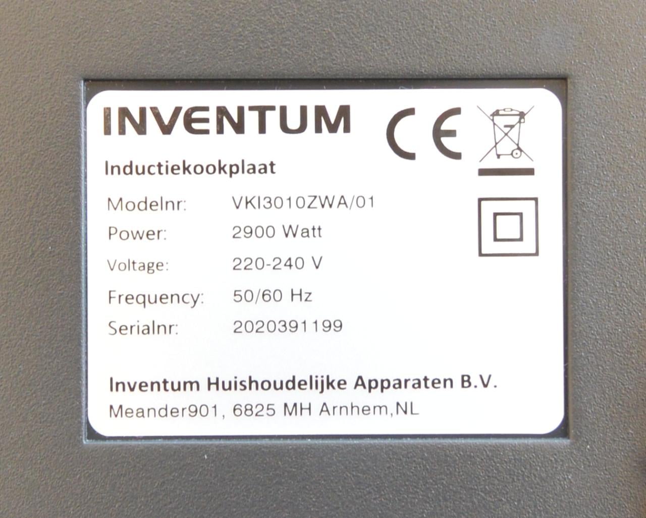 Inventum VKI3010ZWA, inductie kookplaat, 2 pits