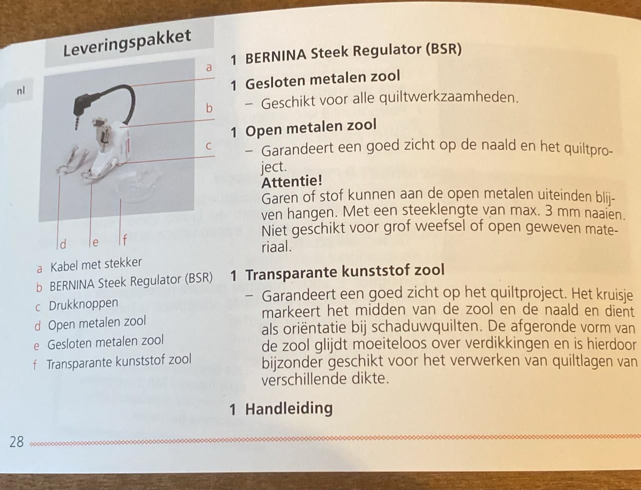 Bernina stitch regulator (BSR) voor naaimachine
