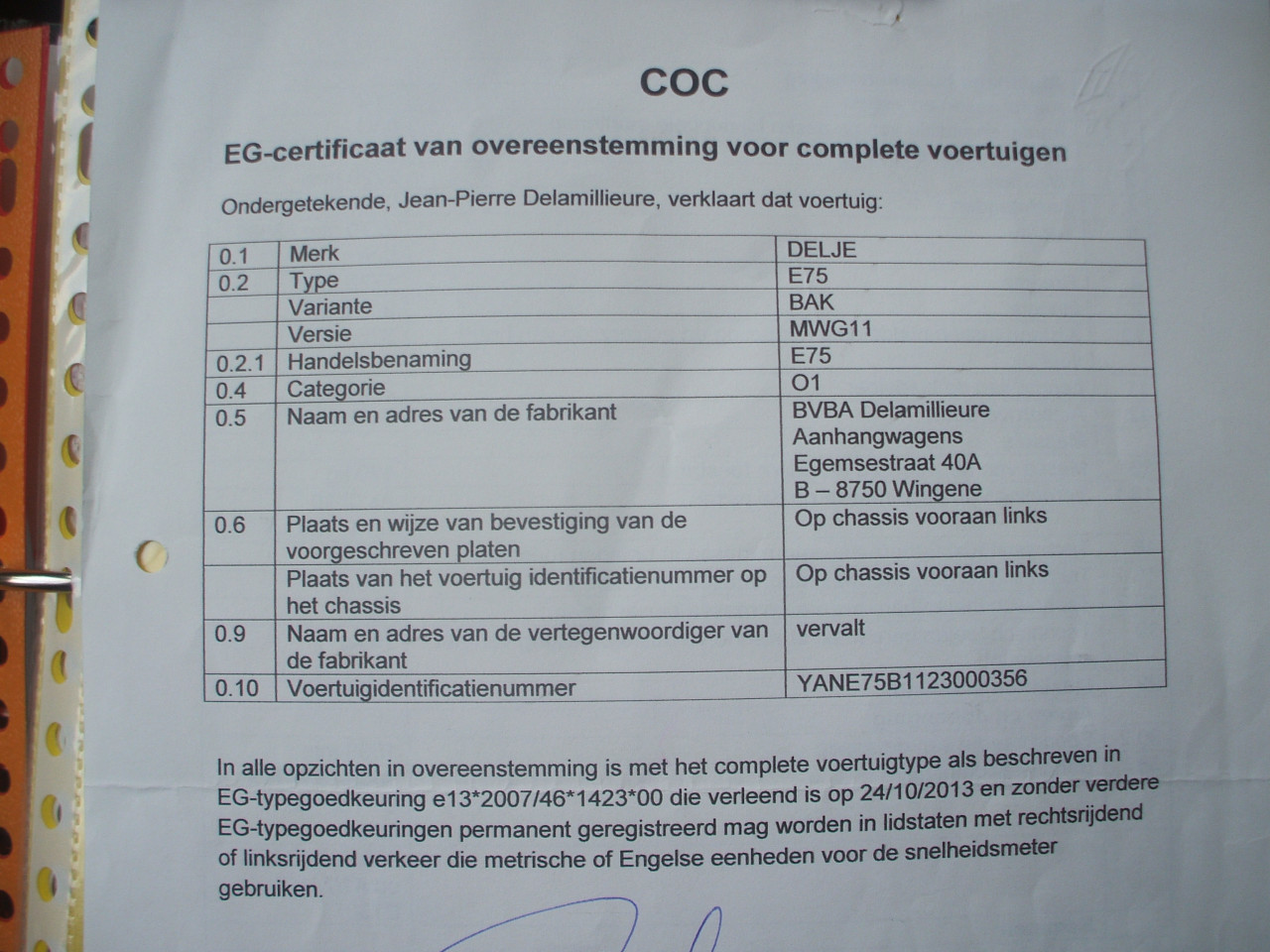 Aanhangwagen DELJE 750 kg - 2 jaar oud
