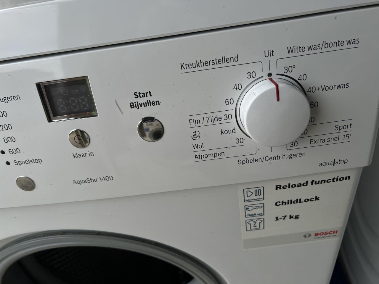 Bosch Wasmachine 7 kg. 1400 toren klasse A als nieuw weinig gebruikt