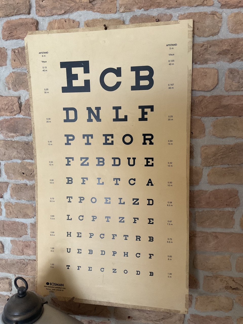 Vintage visuskaart opticien
