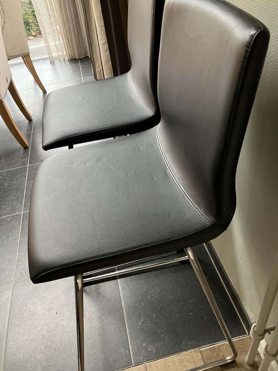 Set barkrukken verchroomd zwart skai