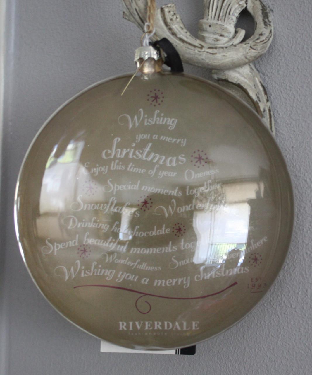 Kerstbalplak glas met tekst goude achtergrond merk riverdaele