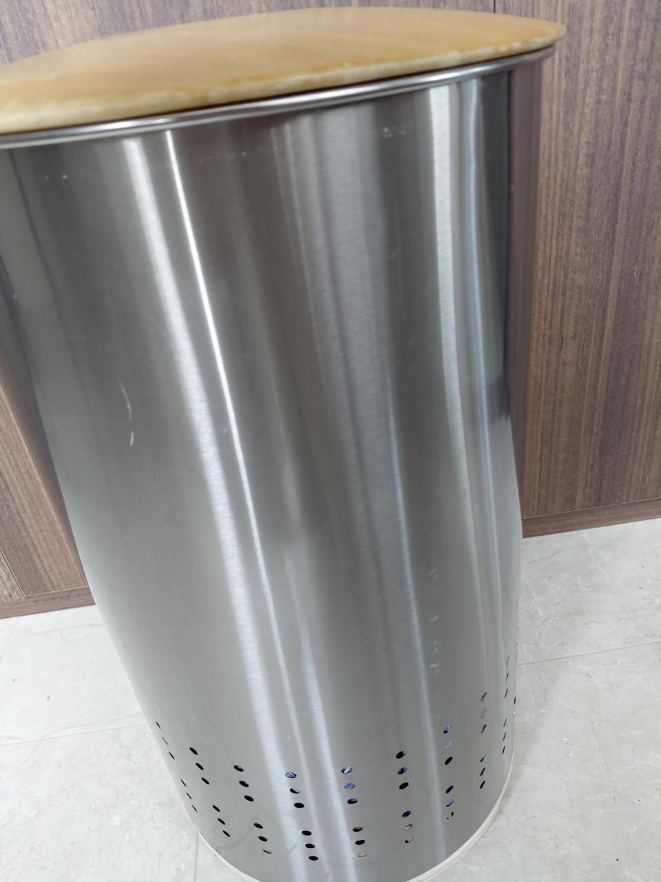 Hoge waston Brabantia RVS, met eenhouten deksel