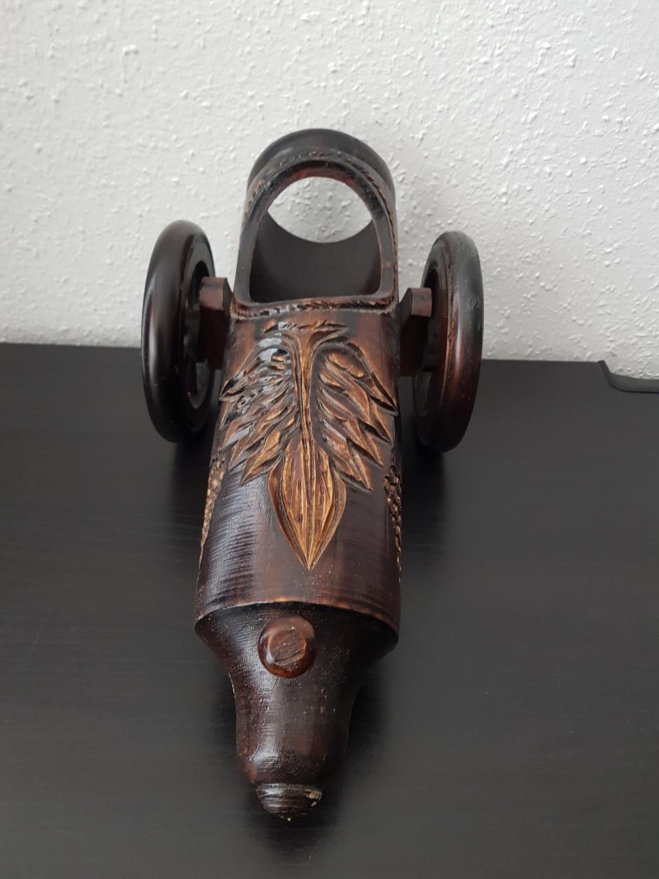 Houten wijnflesrek kanon