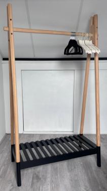 Kledingrek met schoenenrek naturel/zwart