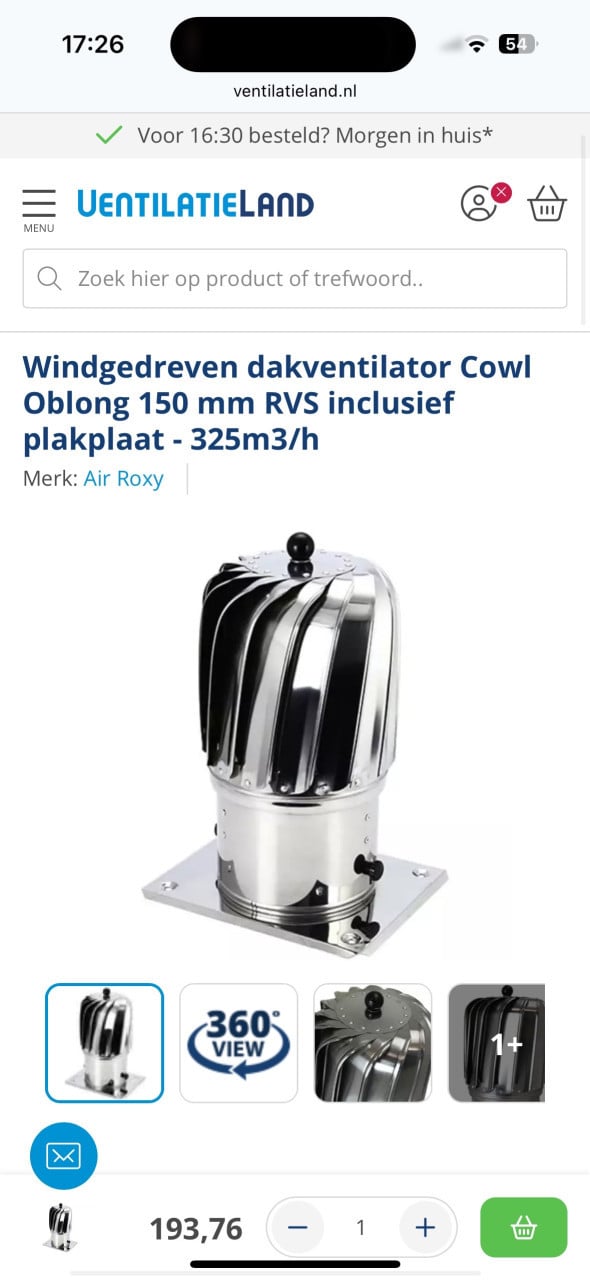 4 x Dakventilator nieuw rvs