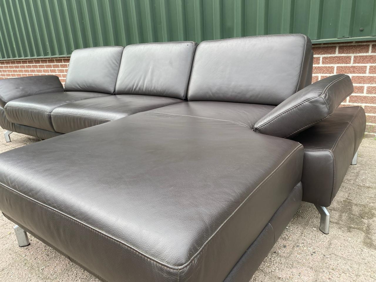 Montel Bruine Leren Hoekbank- Gratis Levering NL