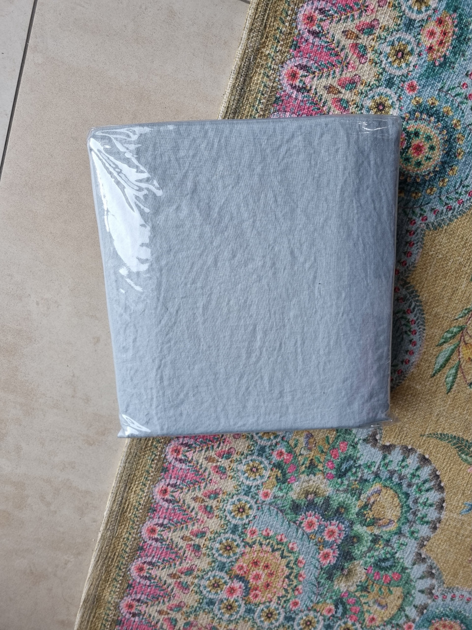 100% linnen dekbedovertrek 140x200 blauw/grijs