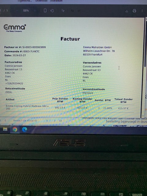 Emma matras 1 persoons