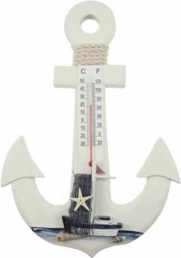Houten anker met thermometer