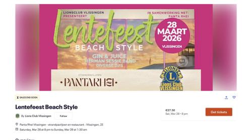 2 kaartjes Lentefeest PantaRhei Vlissingen 2 voor de prijs van 1