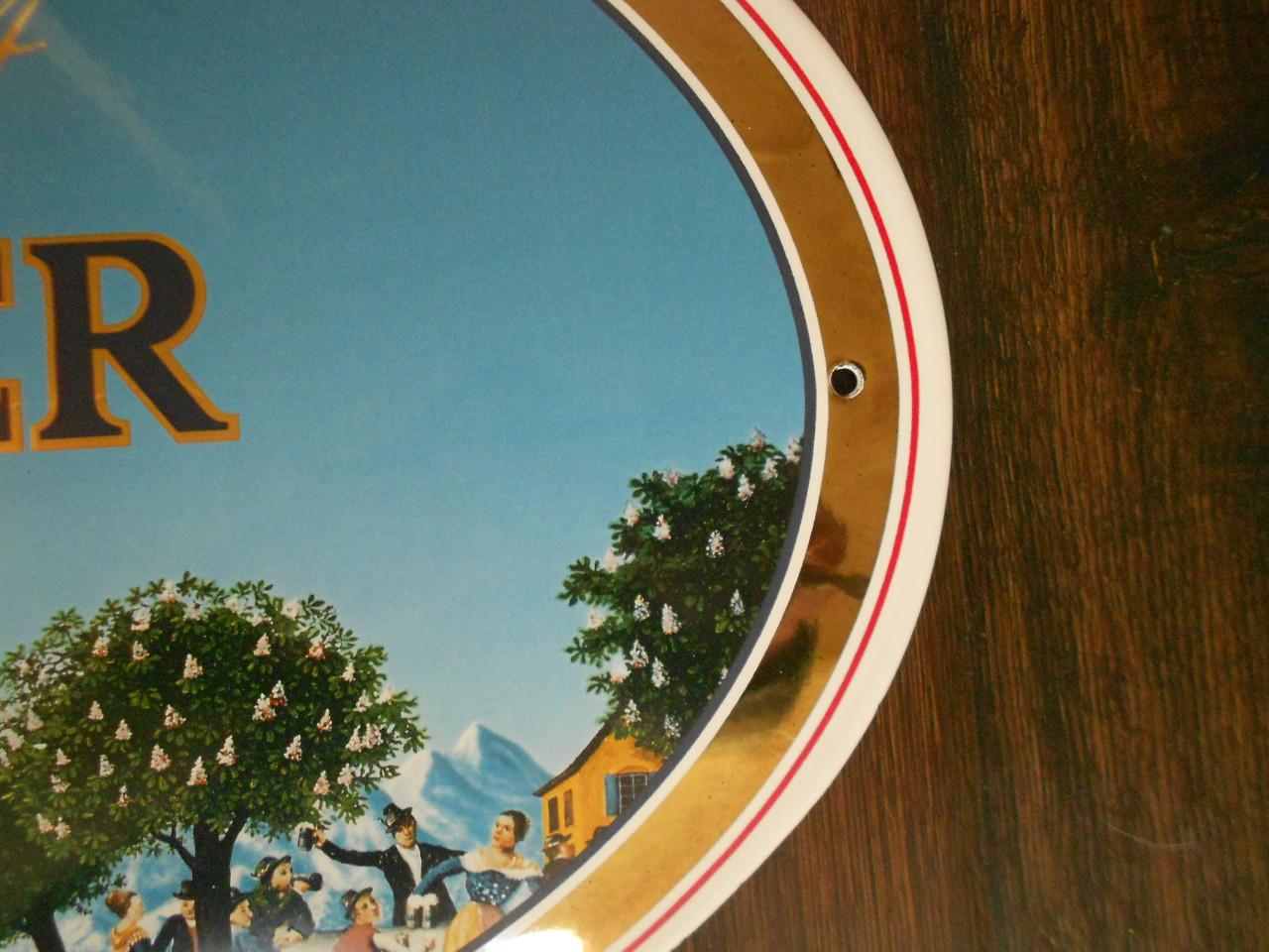 Emaille reclamebord schild plaat Paulaner bier.
