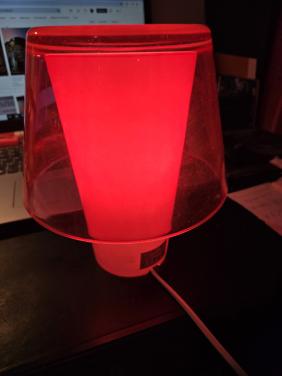 IKEA Gavik vintage roze paddenstoellamp van glas  Afm:20,5 x 18 x 18 cm.