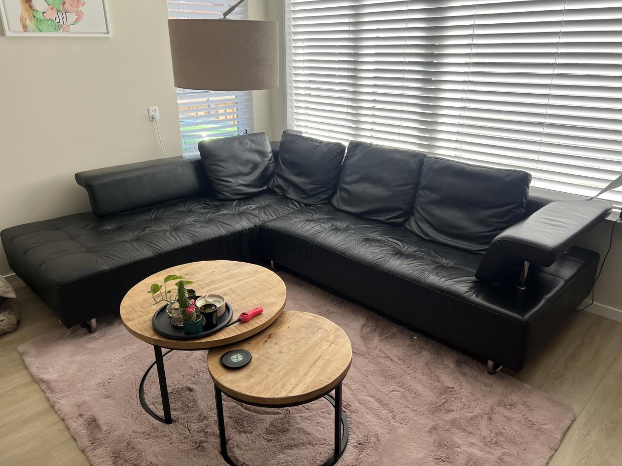 Montel leder bankstel zwart