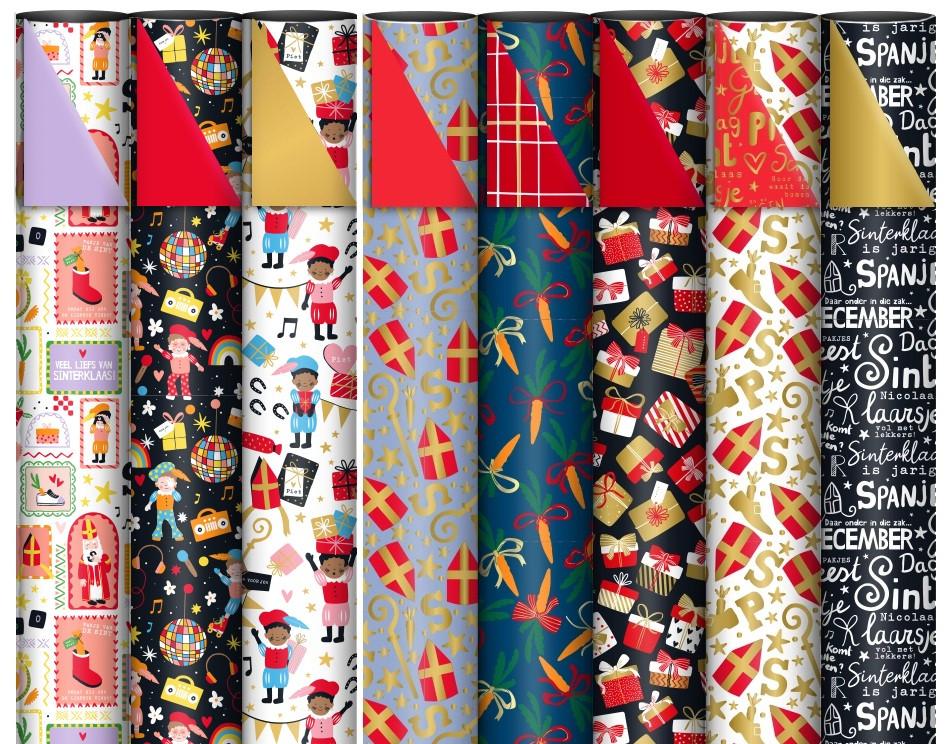 Inpakpapier rol 200 x 70 cm - Sinterklaas en Kerst