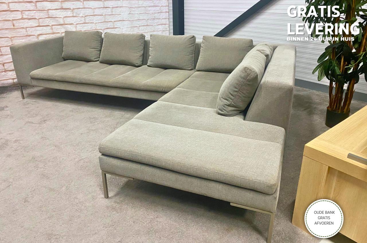 Montèl Taupe Stoffen Hoekbank-Diepe Lounge Zit-Tijdloos Modern Design