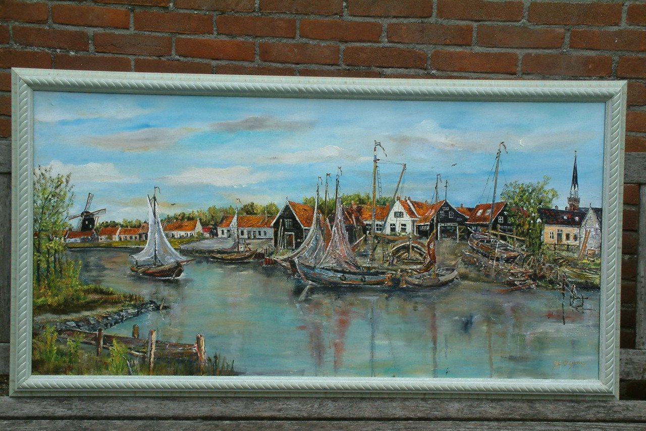 Olie verf  Caljouw sr  ------------------------ Arnemuiden haven