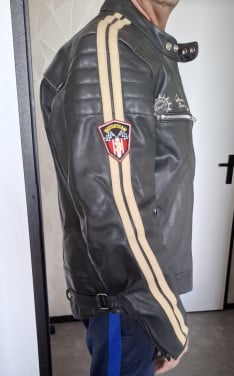 Zwarte leder motorjas