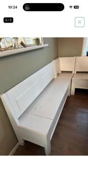 Mooie houten hoekbank van Les Brocanteurs