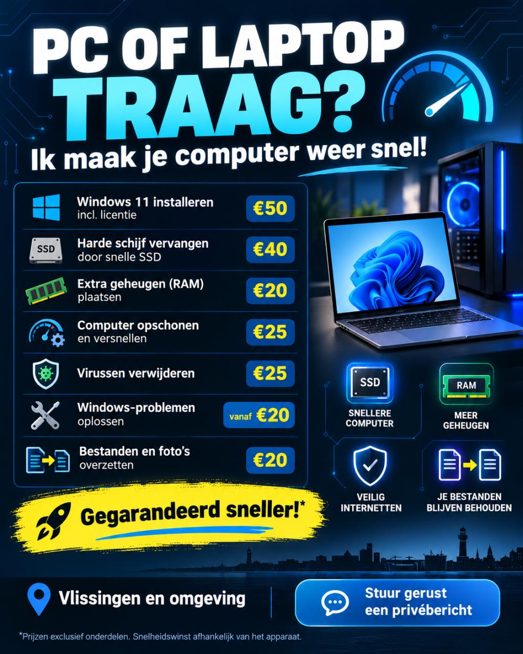 Laptop PC Reparatie upgraden
