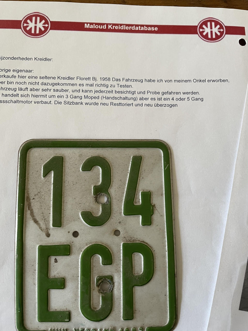 Kreidler met eitank 1958