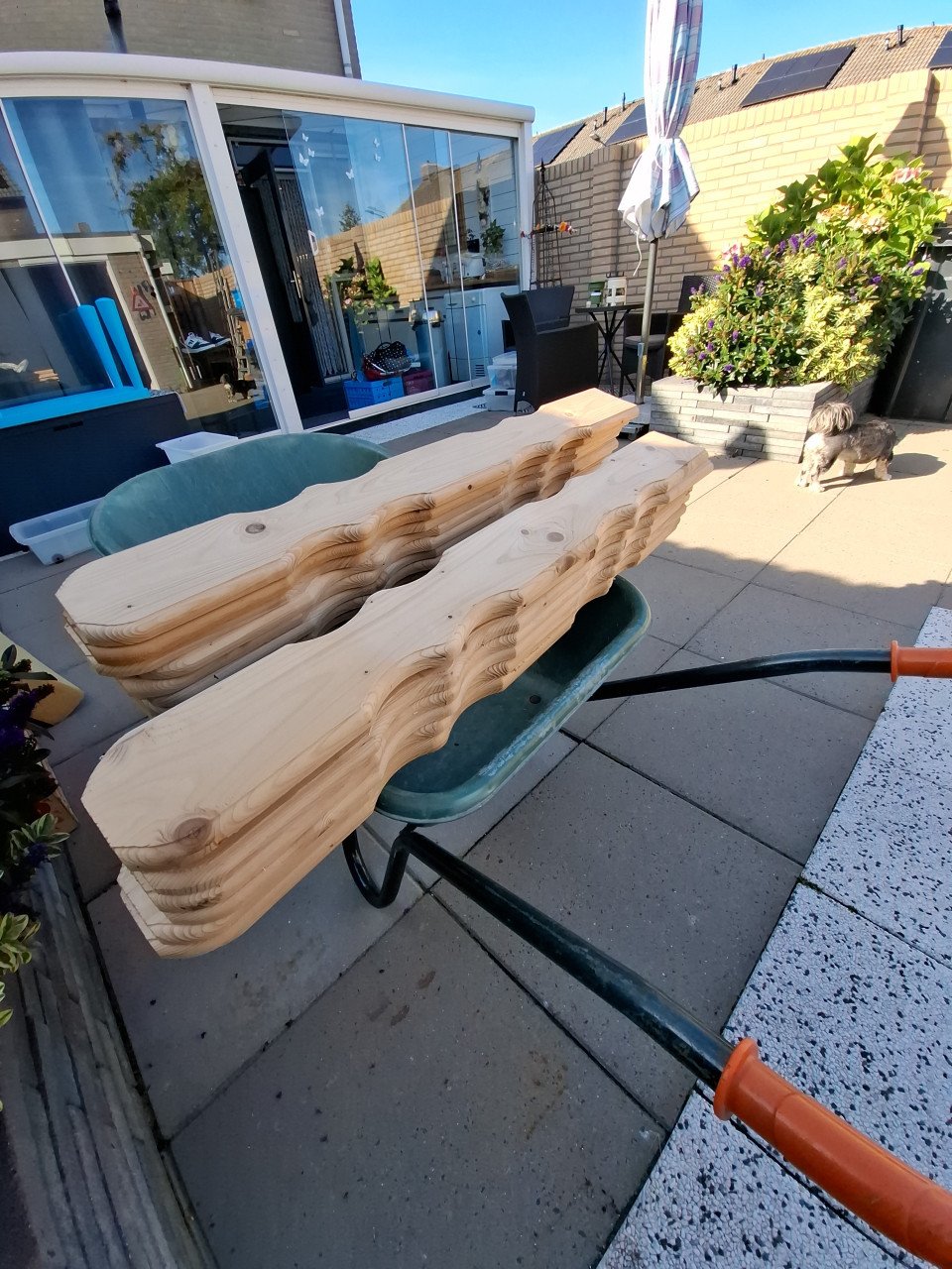 Houten plankjes golfpatroon