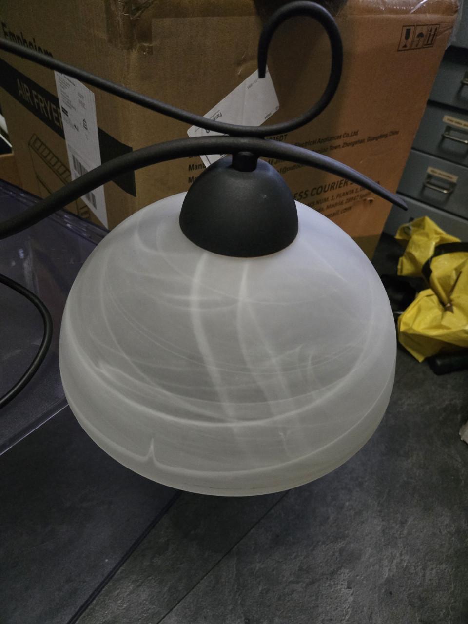 Plafondlamp met 2 glazen kappen Breed 80 cm, doorsnede kappen 24 cm