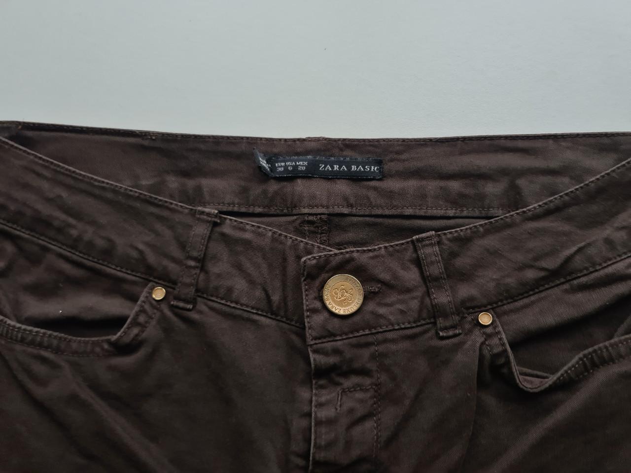 Donker bruine skinny stretch spijkerbroek van Zara  Maat M