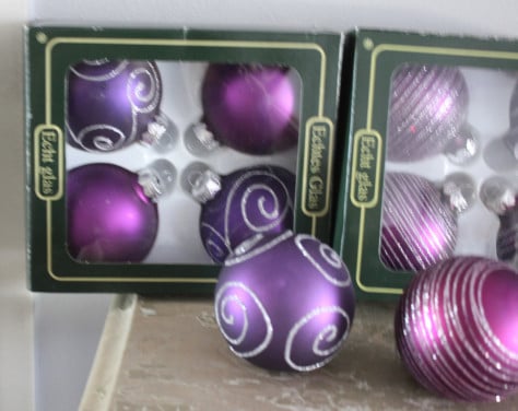 Set van 10 glazen kerstballen paars verschillende deco