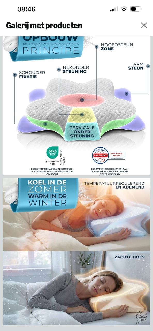 Glückstoff ergonomisch memory foam kussen
