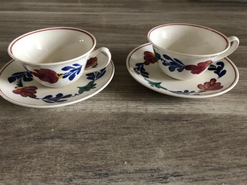2 vintage boerenbont kop en schotels
