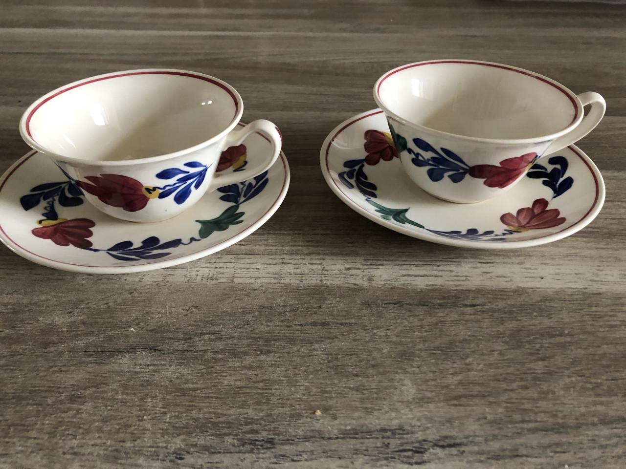 2 vintage boerenbont kop en schotels