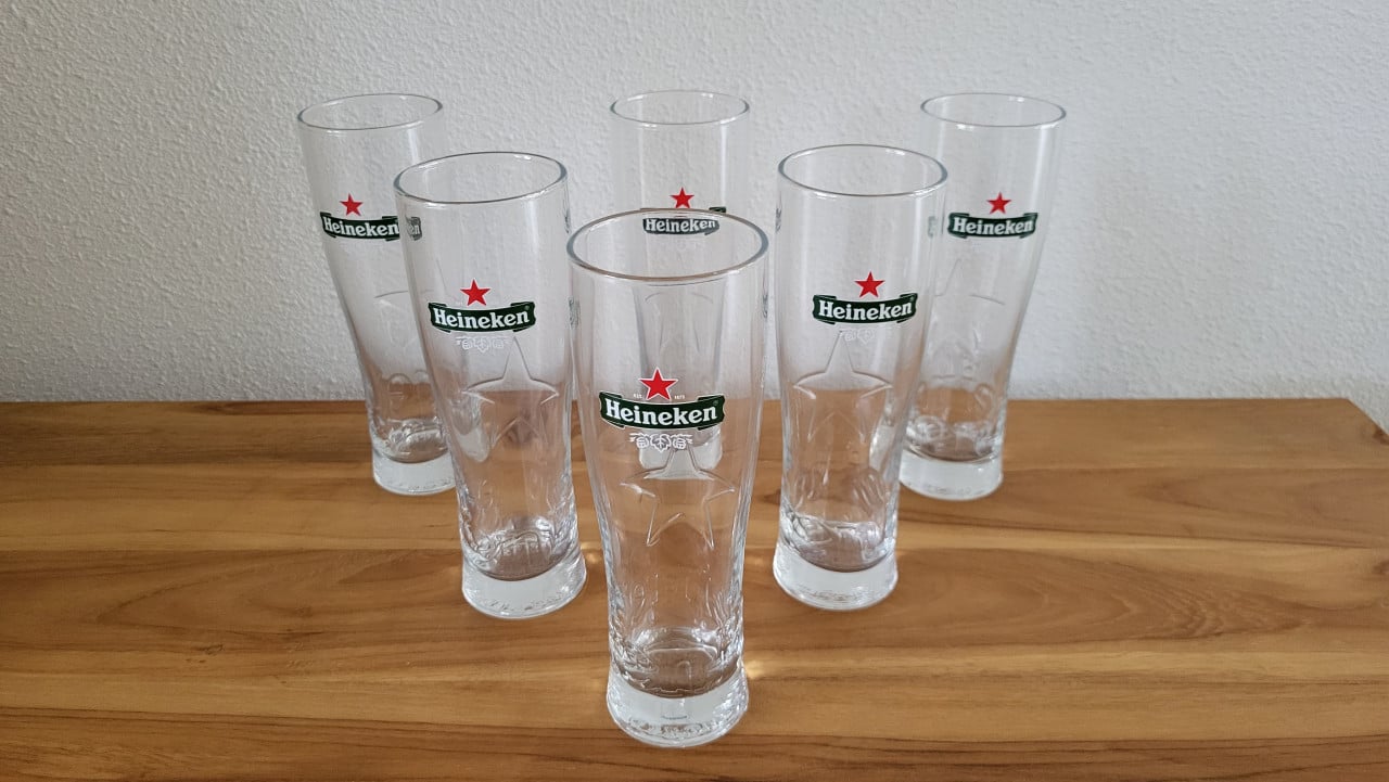 Set van 6 Heineken Star bierglazen 25 cl - NIEUW