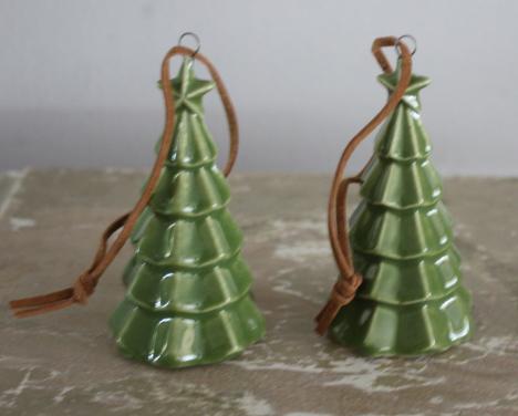 Set van 2 stenen kerstboom hangers groen
