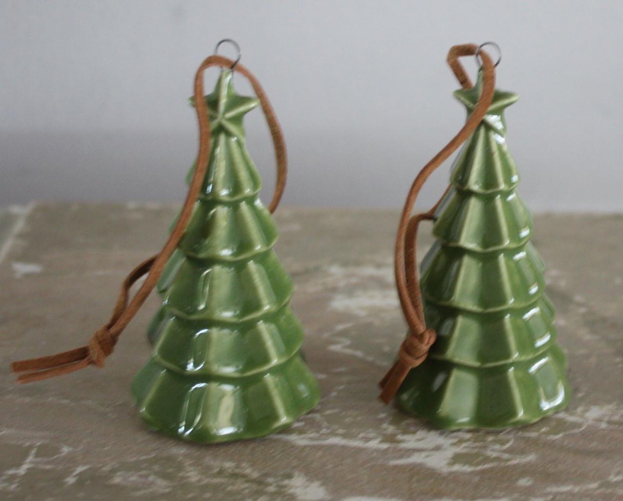 Set van 2 stenen kerstboom hangers groen