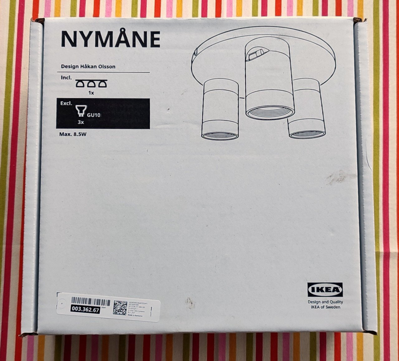 NIEUW - Ikea plafondspot NYMÅNE met 3 spots (led-lamp)