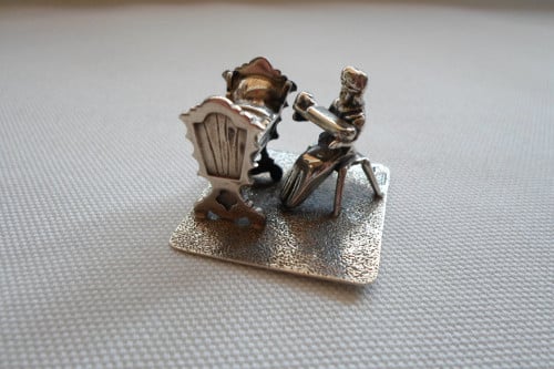 Zilver Miniatuur Vrouw Baby Wieg