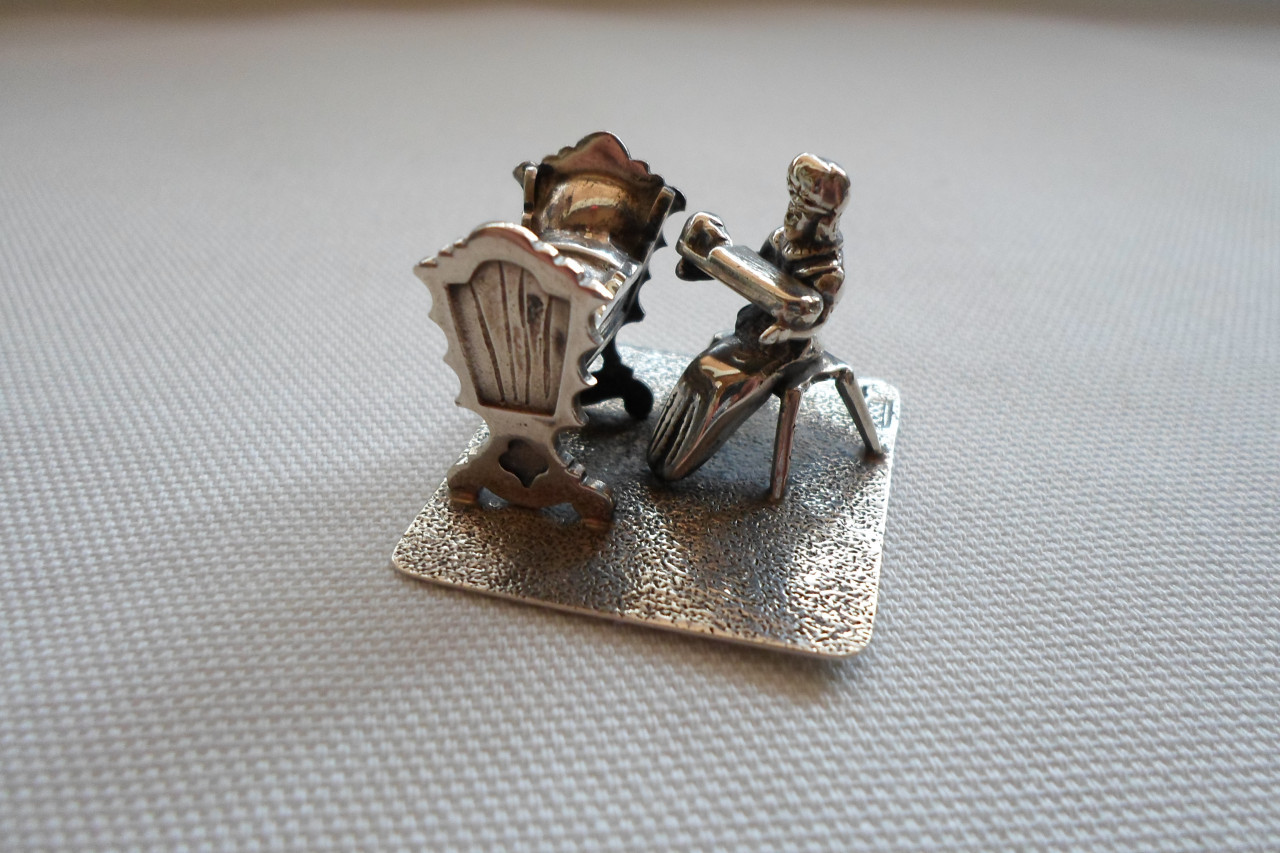 Zilver Miniatuur Vrouw Baby Wieg