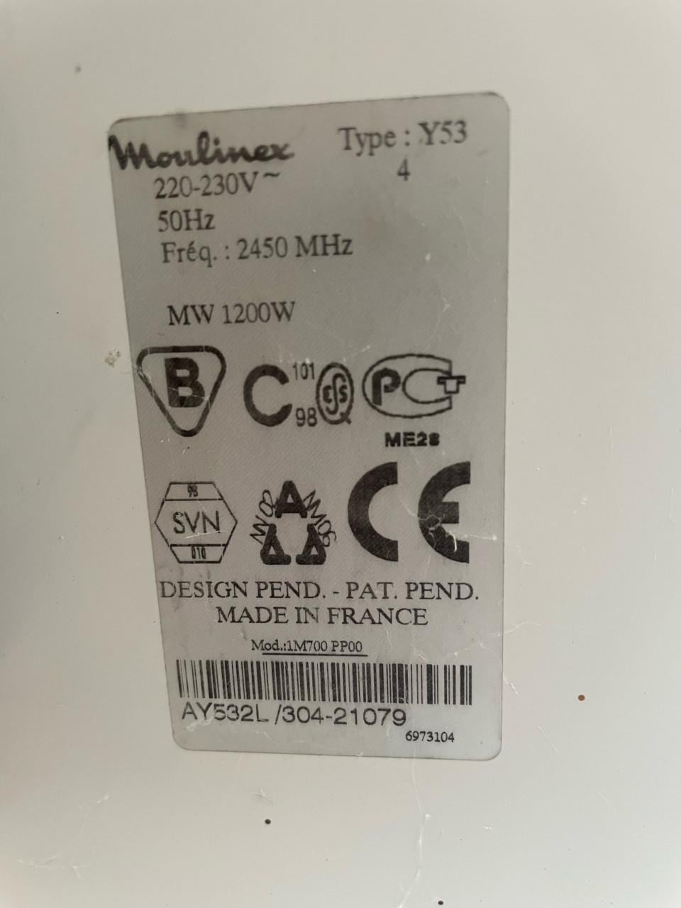 Moulinex magnetron 1200 watt