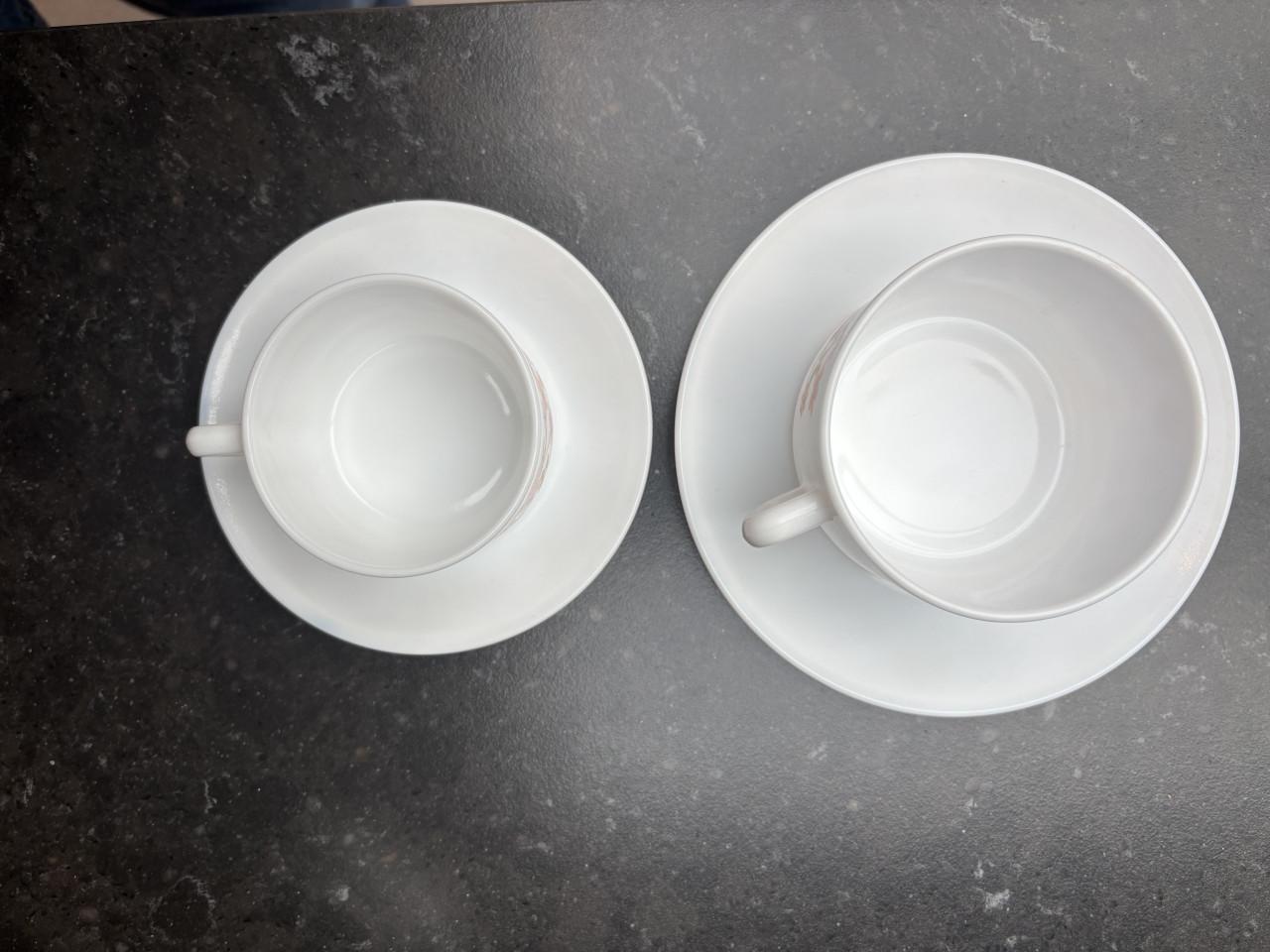 Vintage Arcopal Scania koffie & thee met schotels en 1 bord