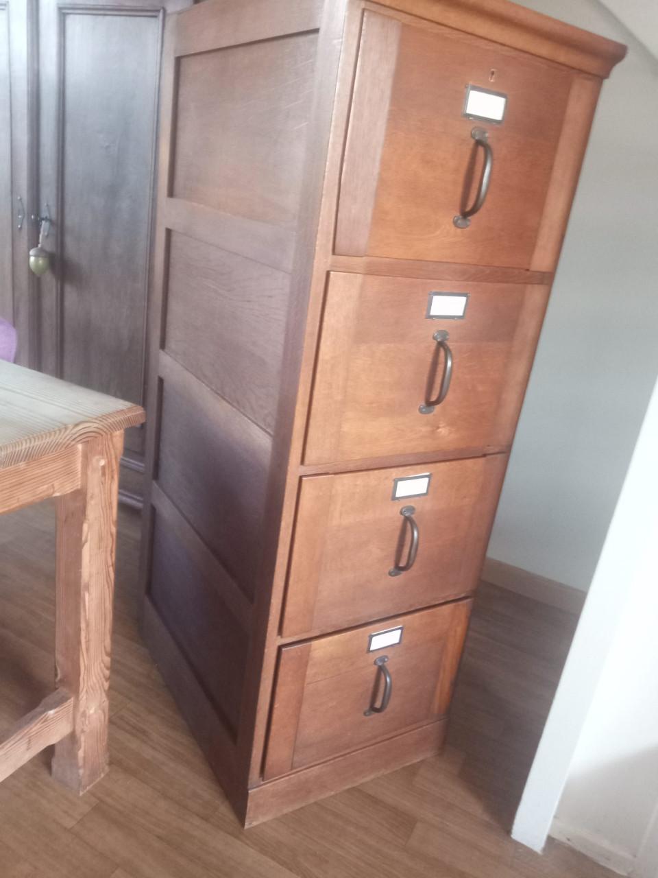 Vintage Archiefkast eiken hout