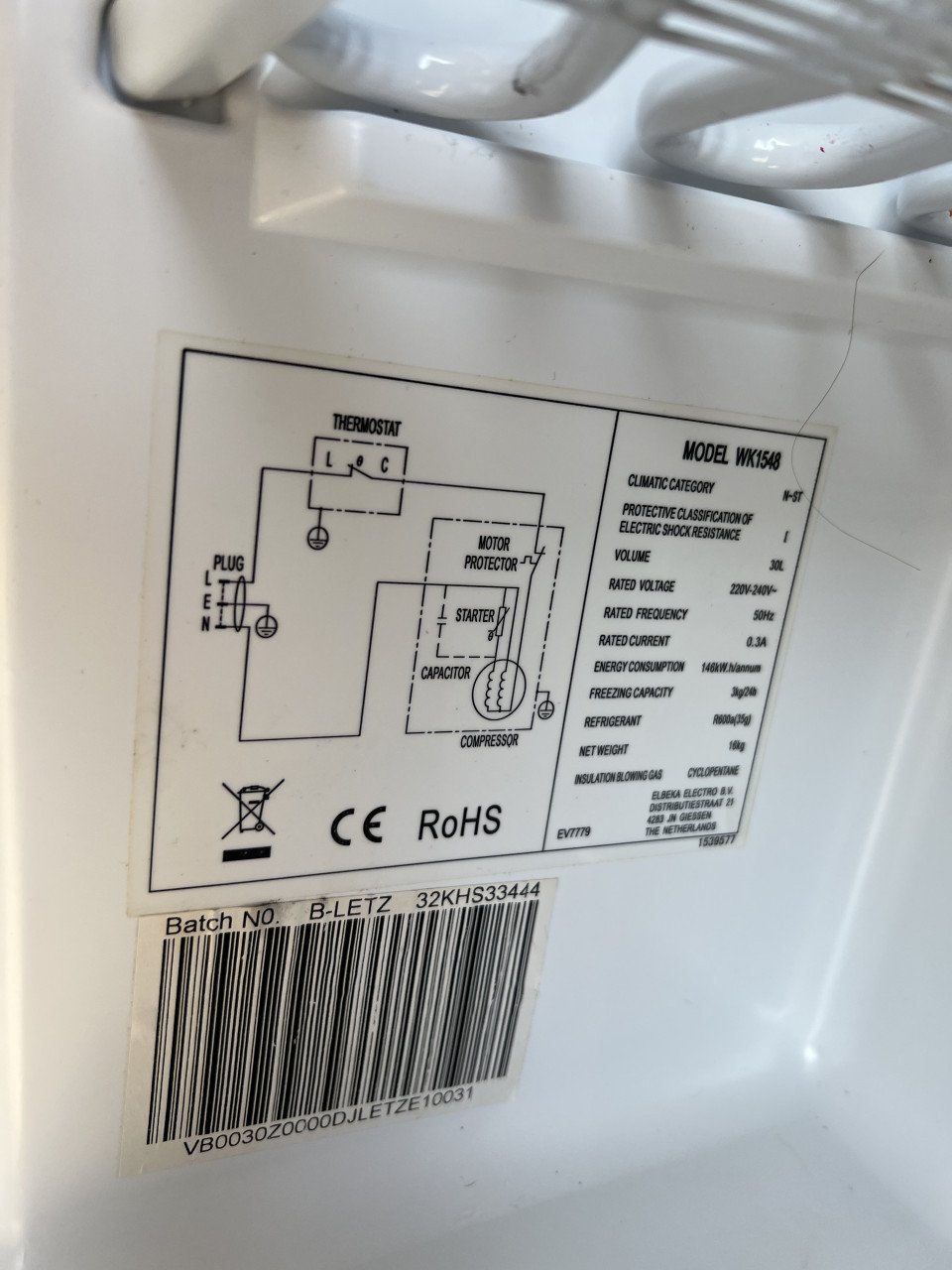 Mini / camping / tafelmodel Vriezer energielabel A+ netto inhoud 30 liter