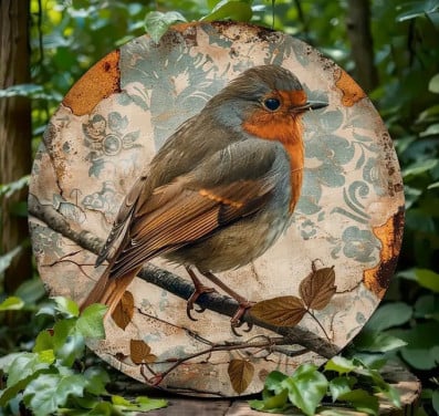 Roodborst  #2 ( op aluminium ) decoratie