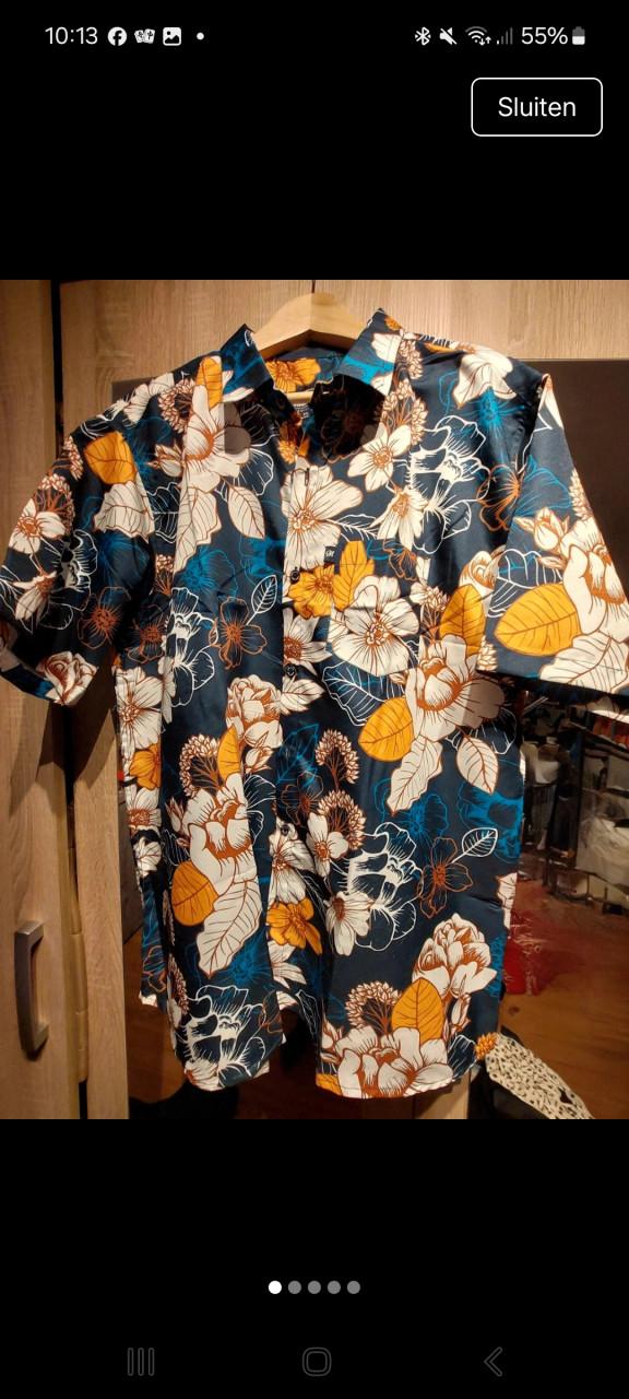 Nieuwe heren hawaii blouse mt xxxl marine /geel gebloemd